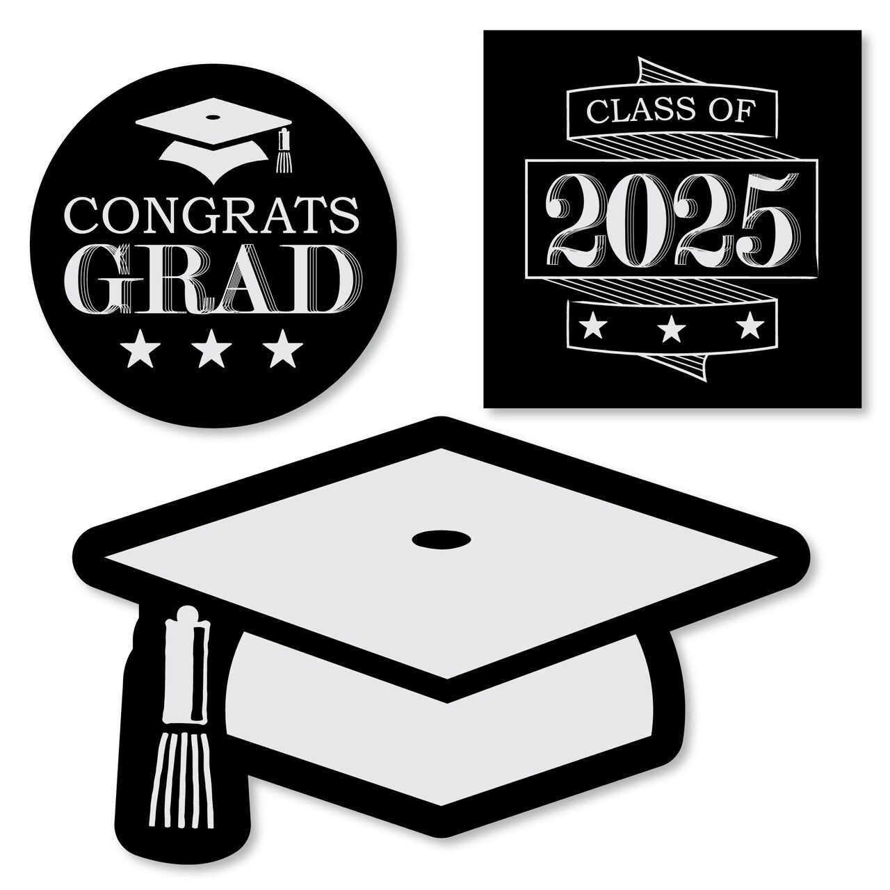 Big Dot of Happiness Graduation Cheers - DIY Shaped 2025 Graduation Party Cut-Outs - 24 Count